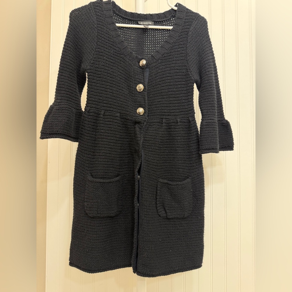 bebe Black Button-Up Cardigan